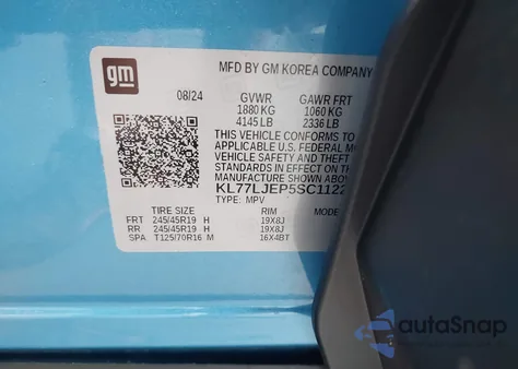 2025 Chevrolet Trax Fwd 2Rs from USA, damaged, VIN KL77LJEP5SC112244